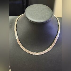 Sterling Silver Braided Necklace collar 16” Italy